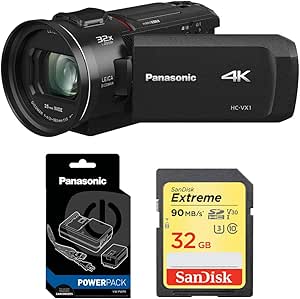 Panasonic E5PNHCVX1K 4K Camcorder 24x Zoom Leica Lens Bundle