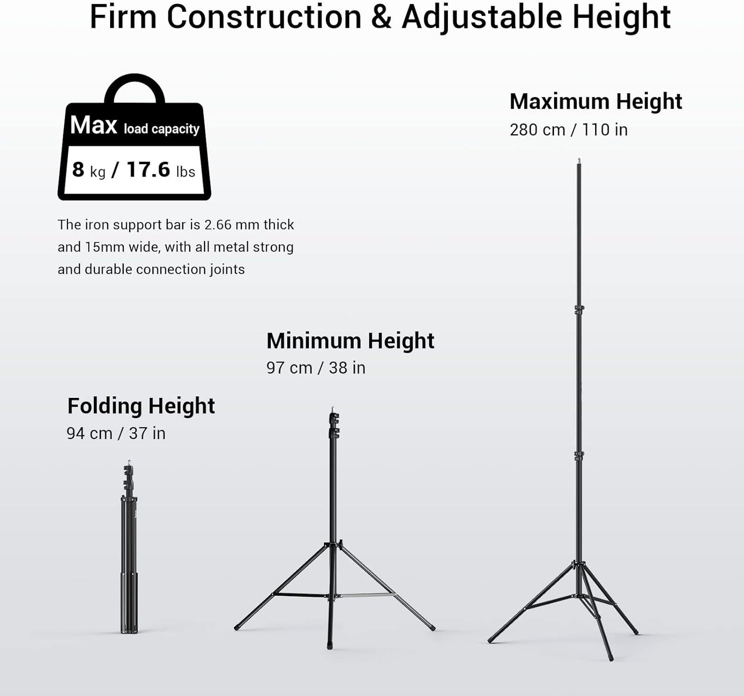 SmallRig US-3736 9.2ft Air-Cushioned Photography Light Stand