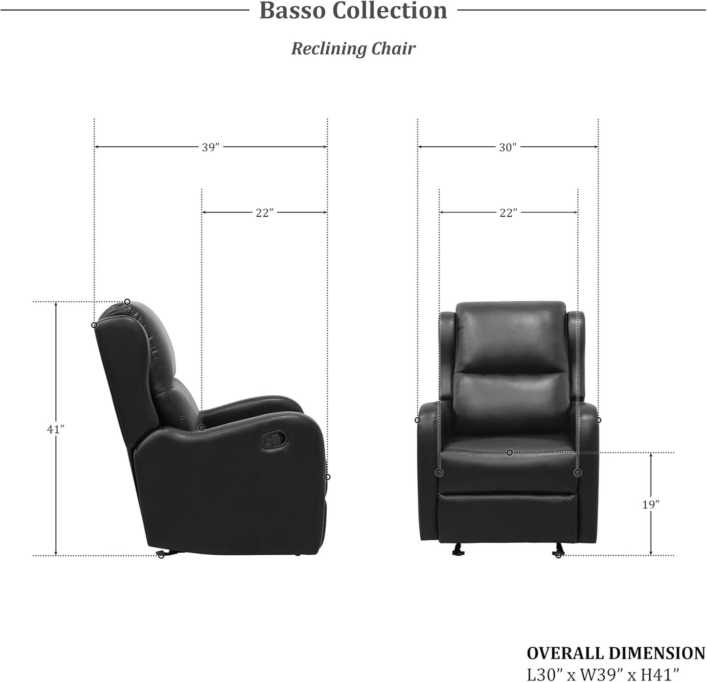 Lexicon 194840244745 Black Glider Recliner Chair