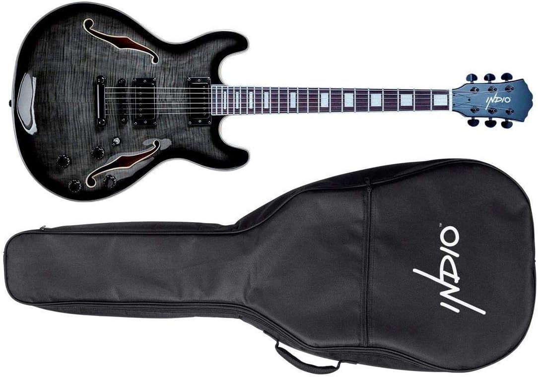 Monoprice 610500 Indio Flamed Maple Hollow-Body Electric Guitar