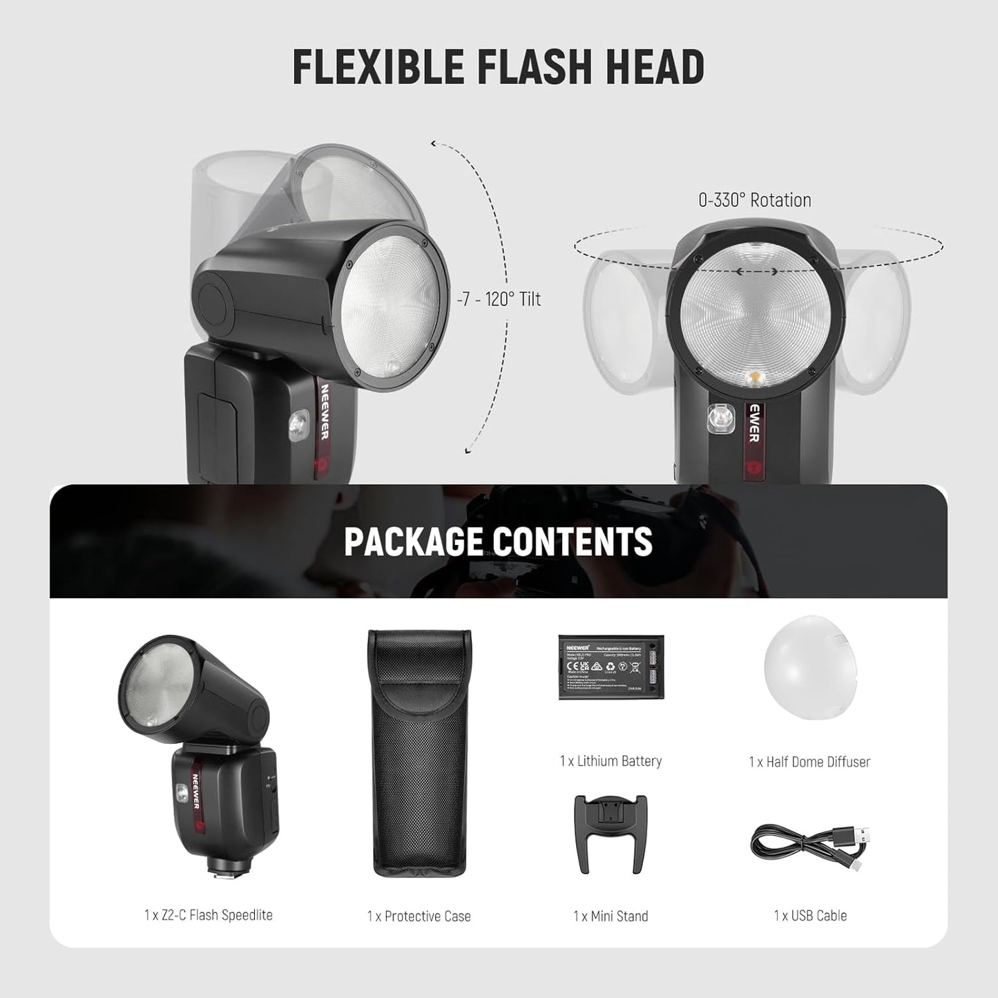 Neewer Z2-C TTL Round Head Flash Speedlite for Canon