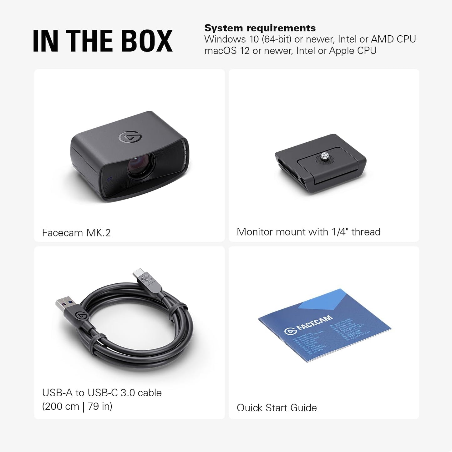 Elgato 20WAC9901 Facecam MK.2 Premium Full HD Webcam