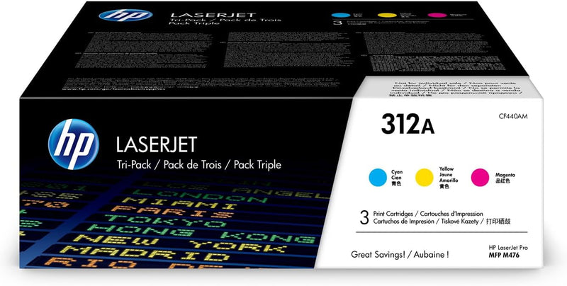 HP CF440AM 312A CMY Toner Cartridge 3-Pack — main product image