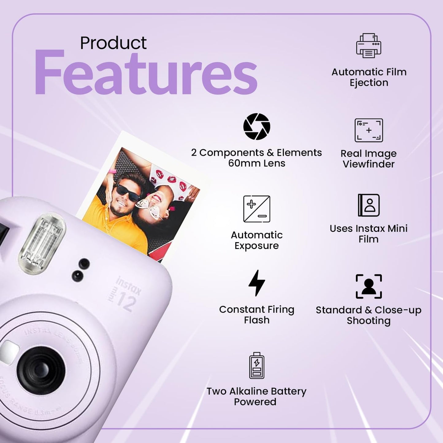 Fujifilm INSTAX Mini 12 Holiday Bundle Lilac Purple