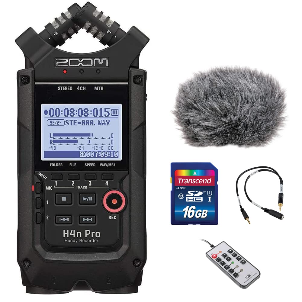 Zoom H4N PRO BLACK 4-Track Recorder Bundle (2022)