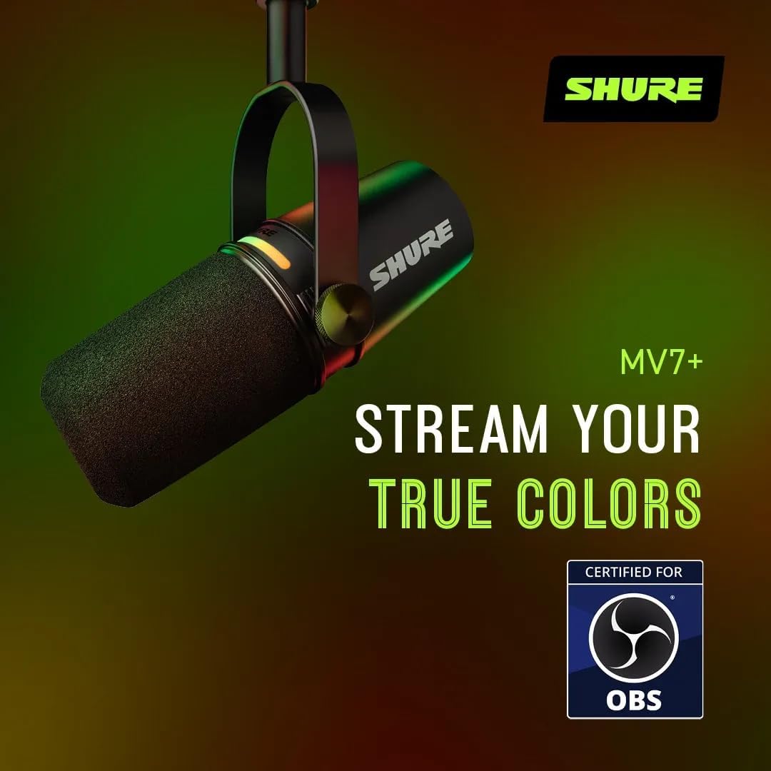 Shure MV7+-K USB/XLR Podcast Dynamic Microphone Black