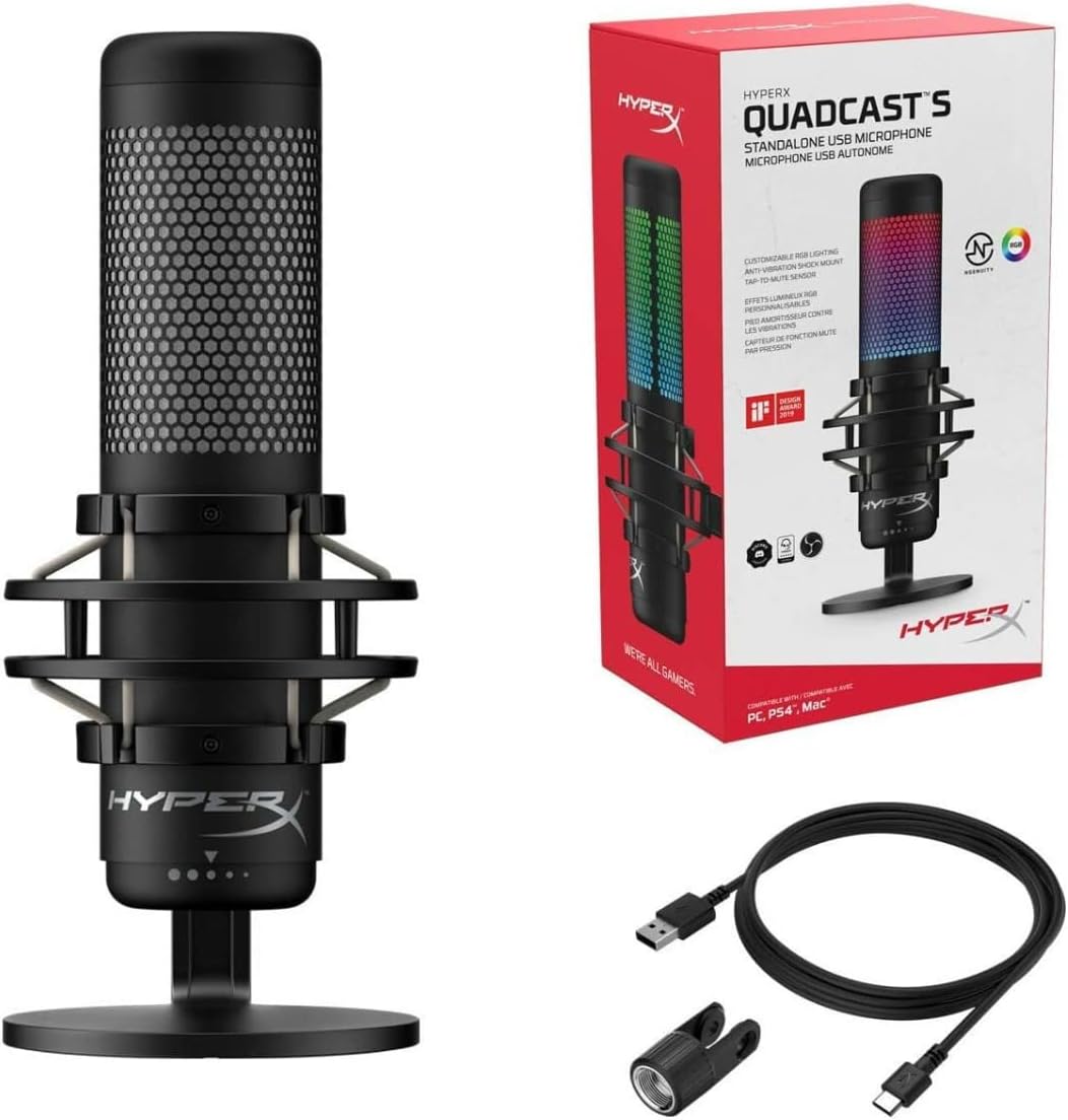 HyperX HMIQ1S-XX-RG-G-B/4P5P7AA-B QuadCast S RGB USB Microphone Renewed