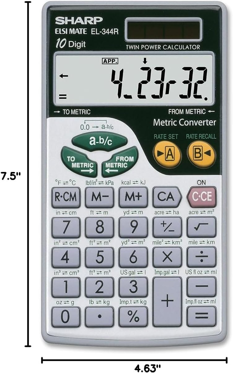 Sharp EL344RB Metric Conversion Wallet Calculator
