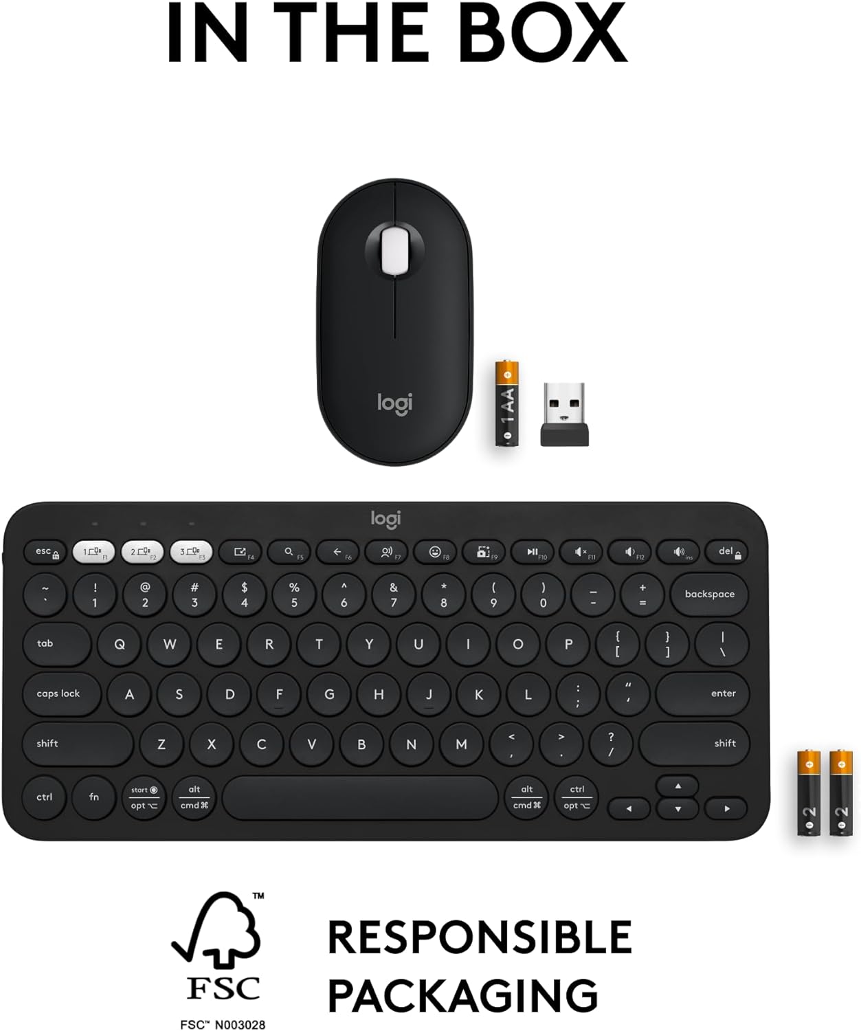Logitech 920-012415 Pebble 2 Wireless Keyboard and Mouse Combo - Black