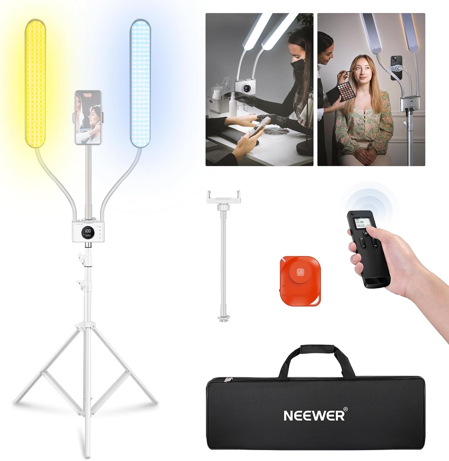 Neewer 10102016 Esthetician LED Light Phone Holder Kit