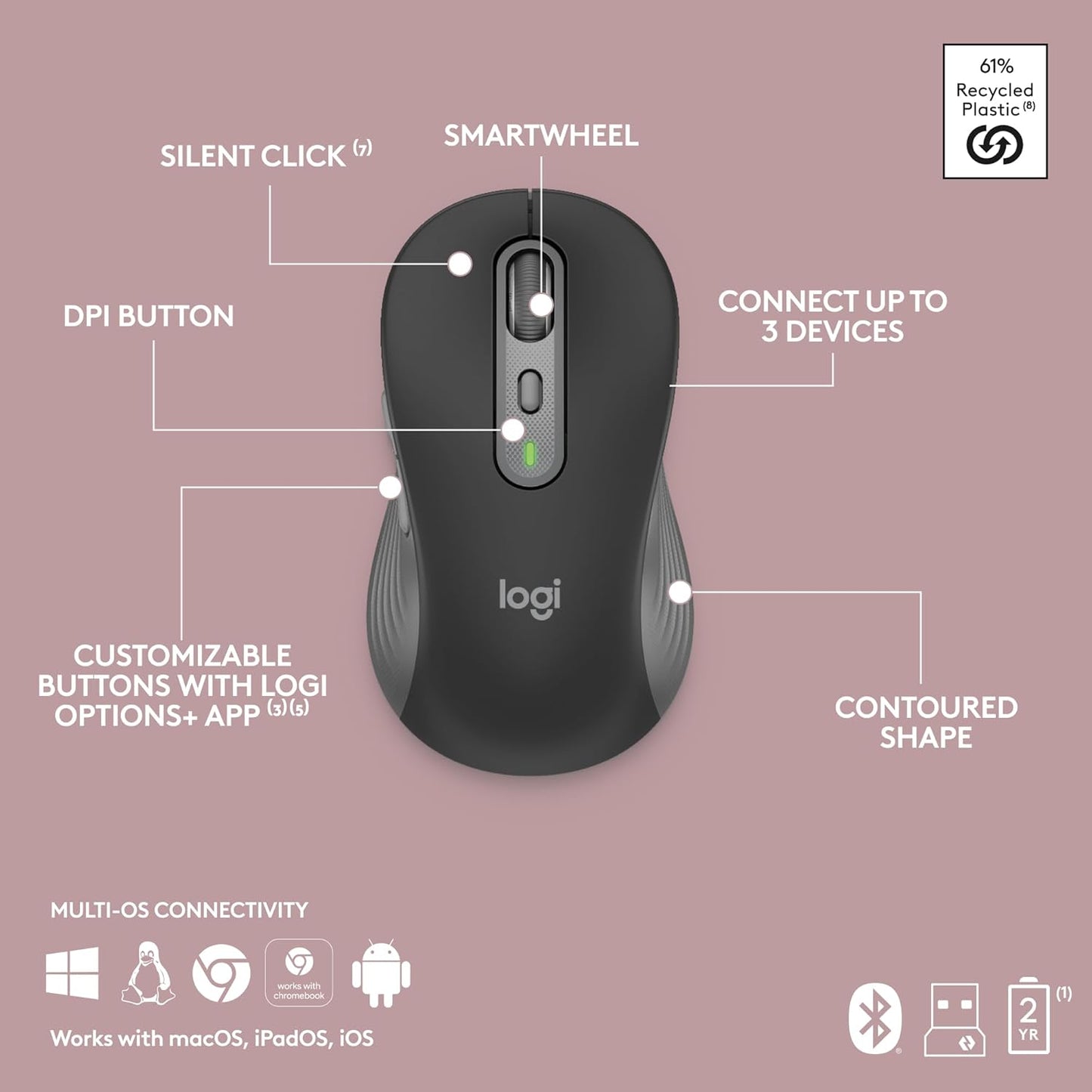 Logitech 920-012469 MK955 Signature Slim Wireless Keyboard Mouse Combo