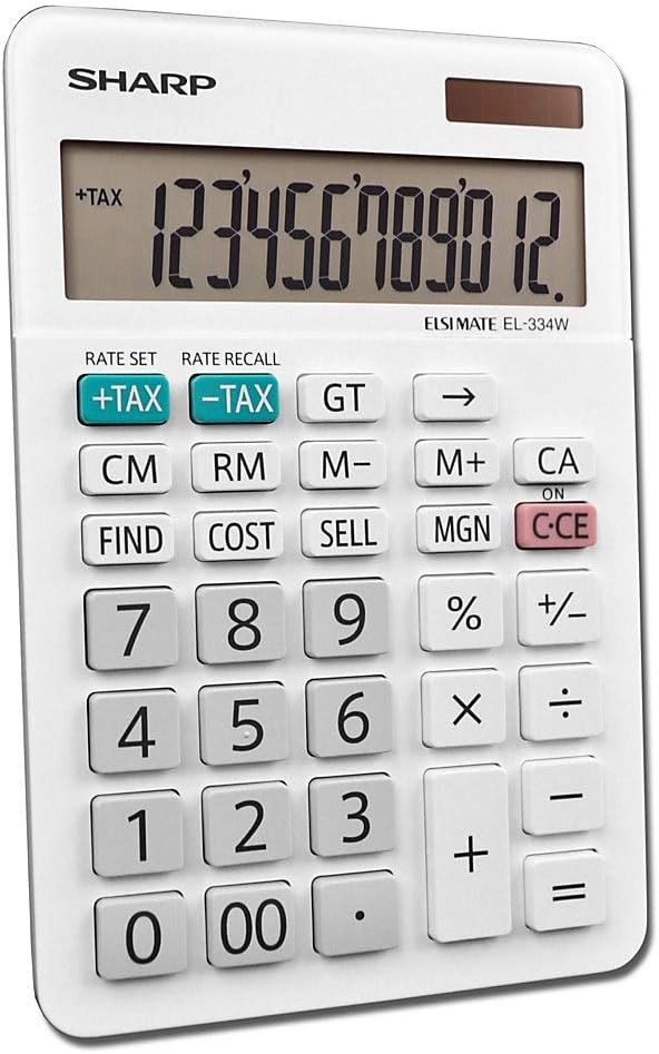 Sharp EL-334WB Business Calculator White 12-Digit Display
