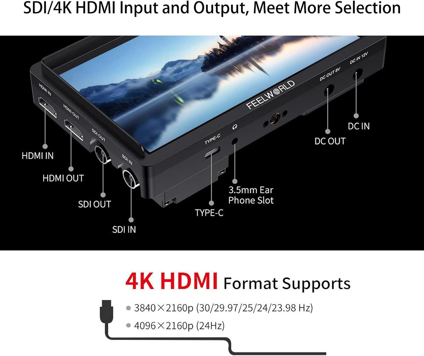 FEELWORLD FW568S 6" 3G-SDI/4K HDMI On-Camera Monitor