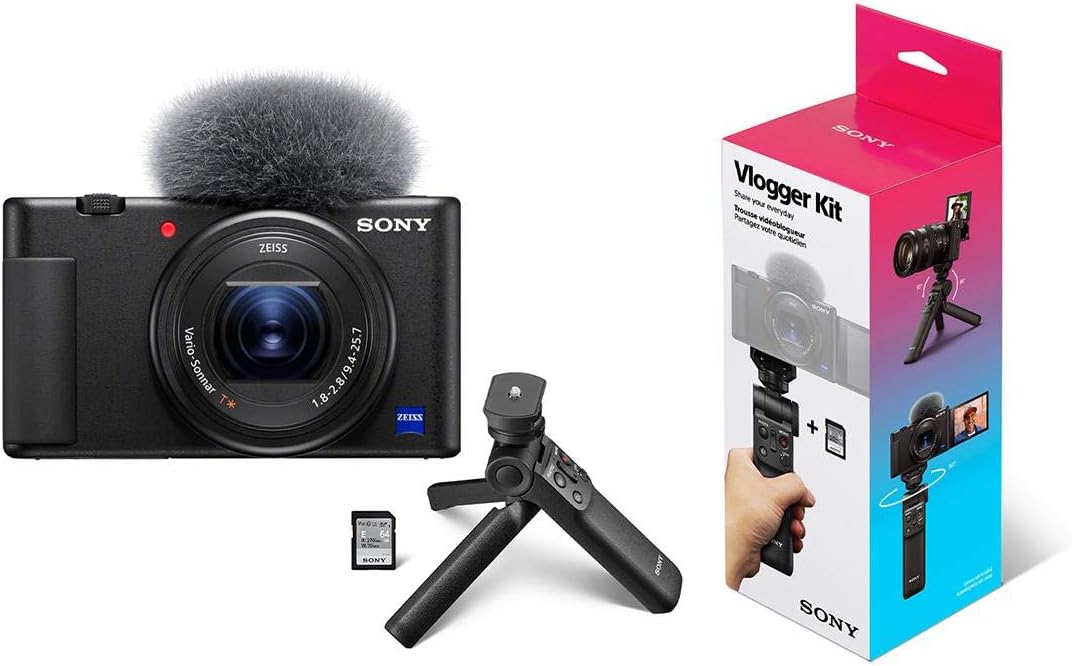 Sony Vlog ZV-1 4K Camera with Bluetooth Grip & 64GB SD Card