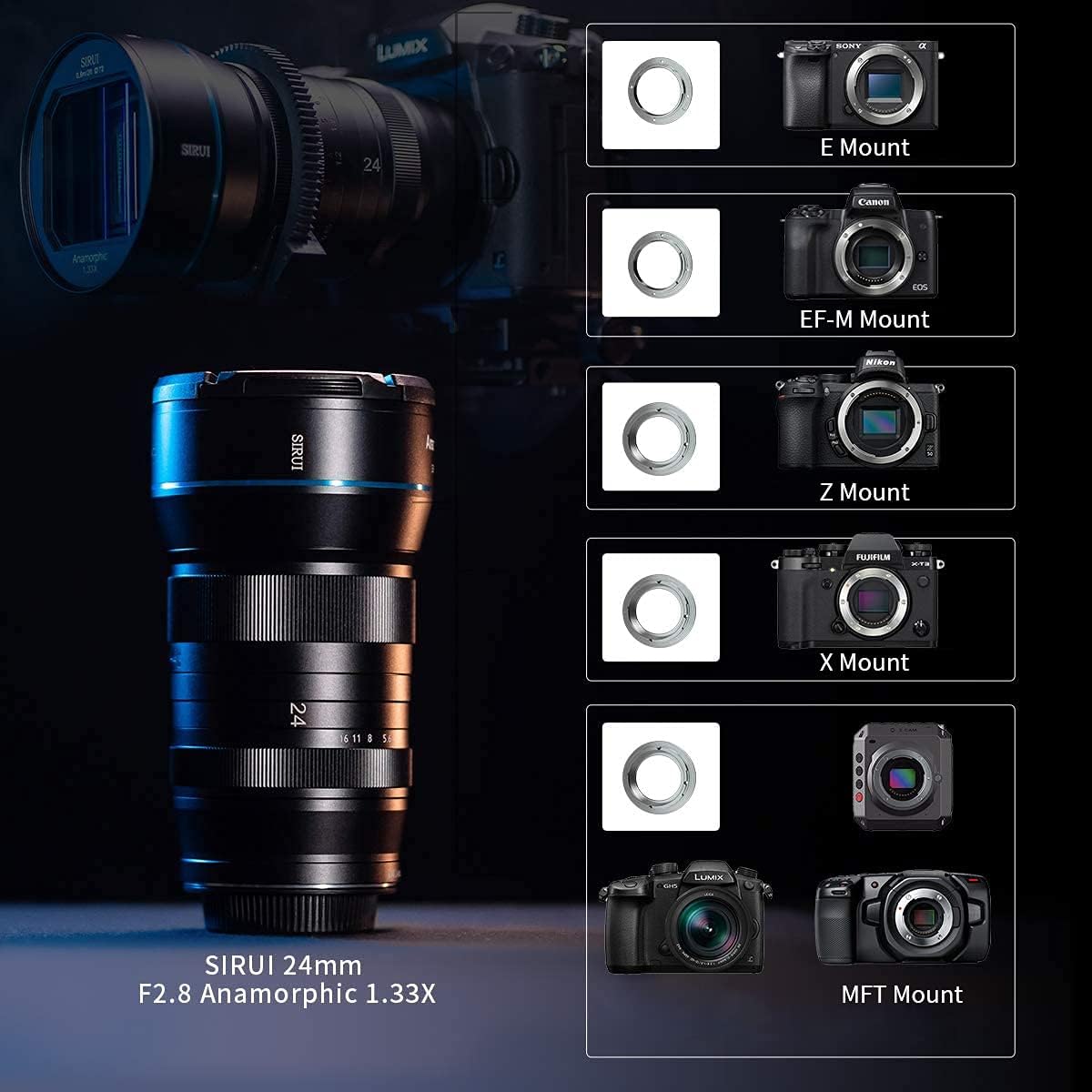 Sirui 24mm f/2.8 Anamorphic E Mount Lens