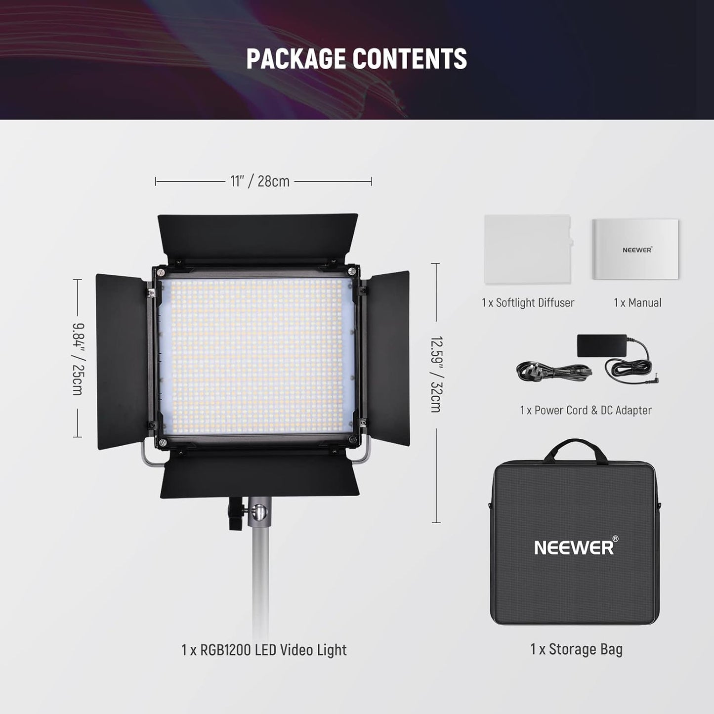 Neewer RGB1200 RGB LED Video Light Panel