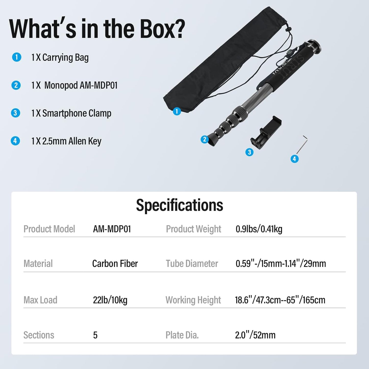 Sirui AM-MDP01 65" Carbon Fiber Travel Monopod