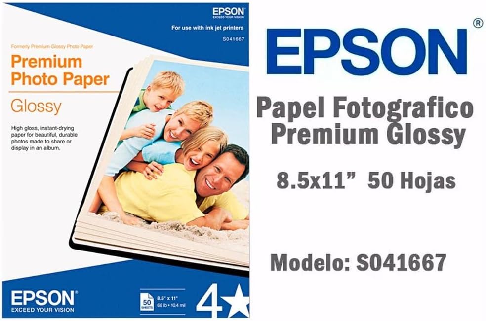 Epson S041667 Premium Glossy Photo Paper 8.5x11 50 Sheets