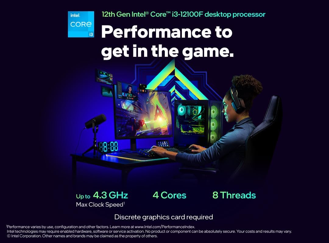 Intel BX8071512100F Core i3-12100F 12th Gen Desktop Processor