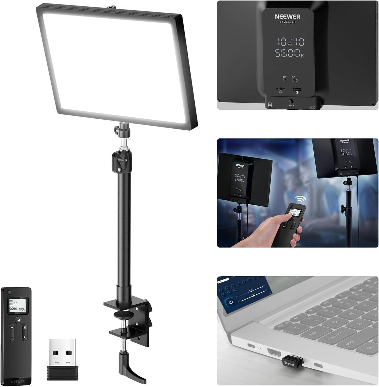 Neewer GL25B 12.9" Streaming Key Light with Remote