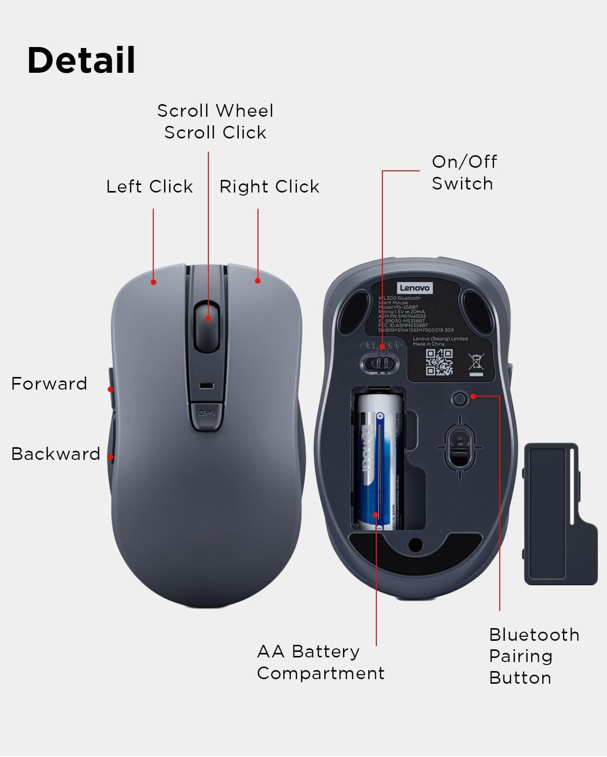 Lenovo 4Y51N41727 Bluetooth Silent Mouse - Grey