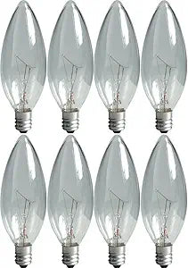 GE 76229 Crystal Clear Chandelier Light Bulbs 60W E12 8-Pack — main product image
