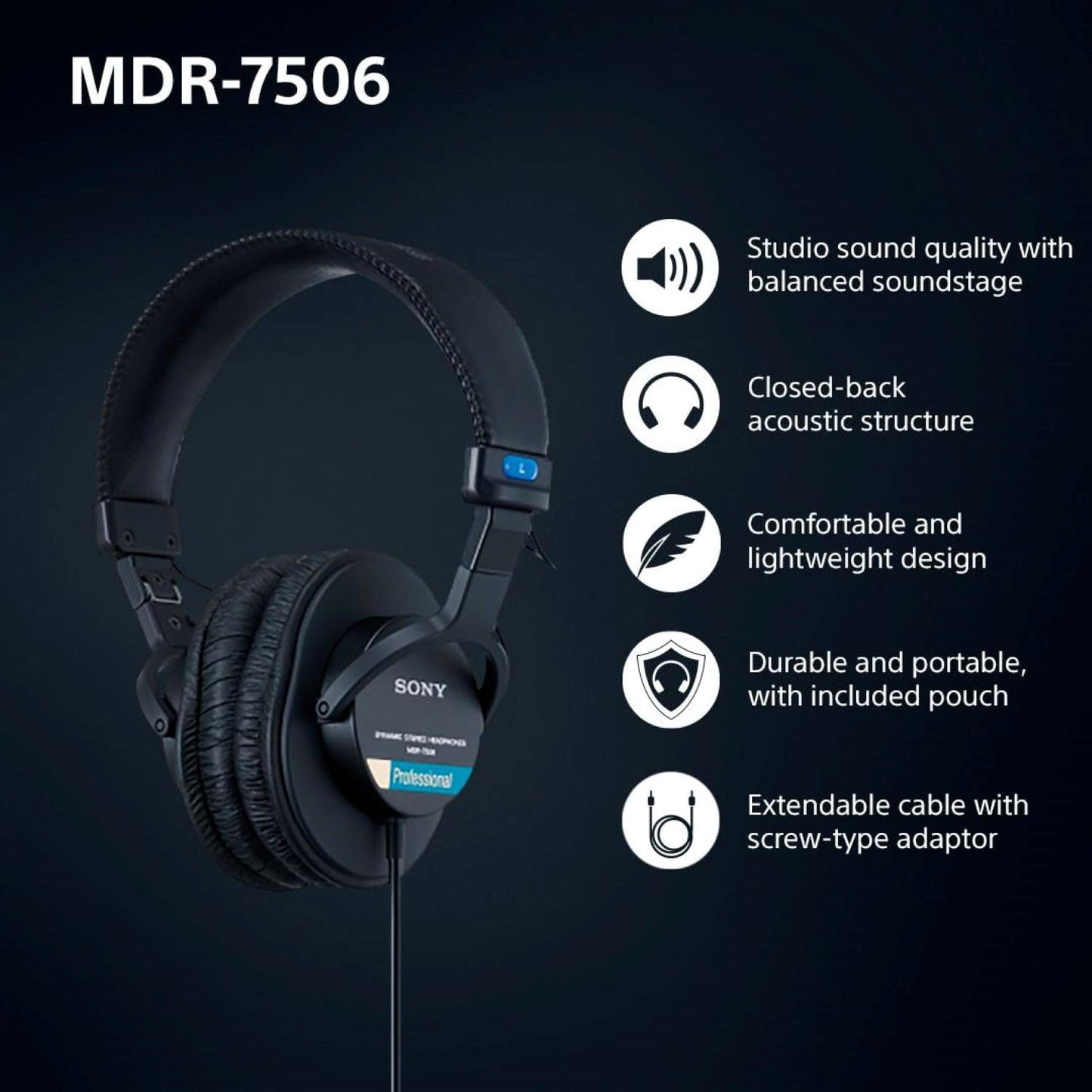 Sony MDR7506 Professional Over-Ear Diaphragm Headphones