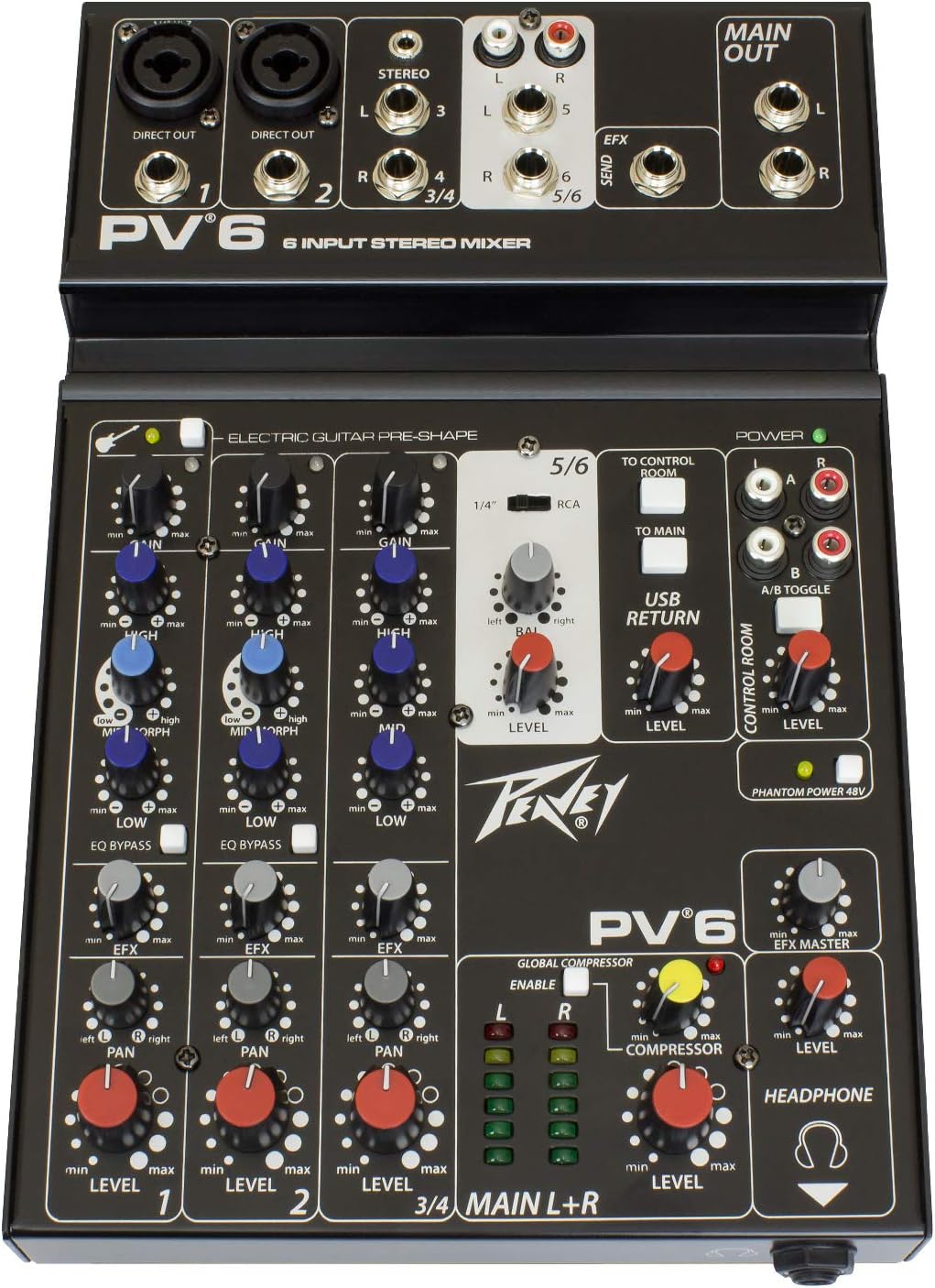 Peavey 03612570 PV 6 6-Channel Compact Mixer