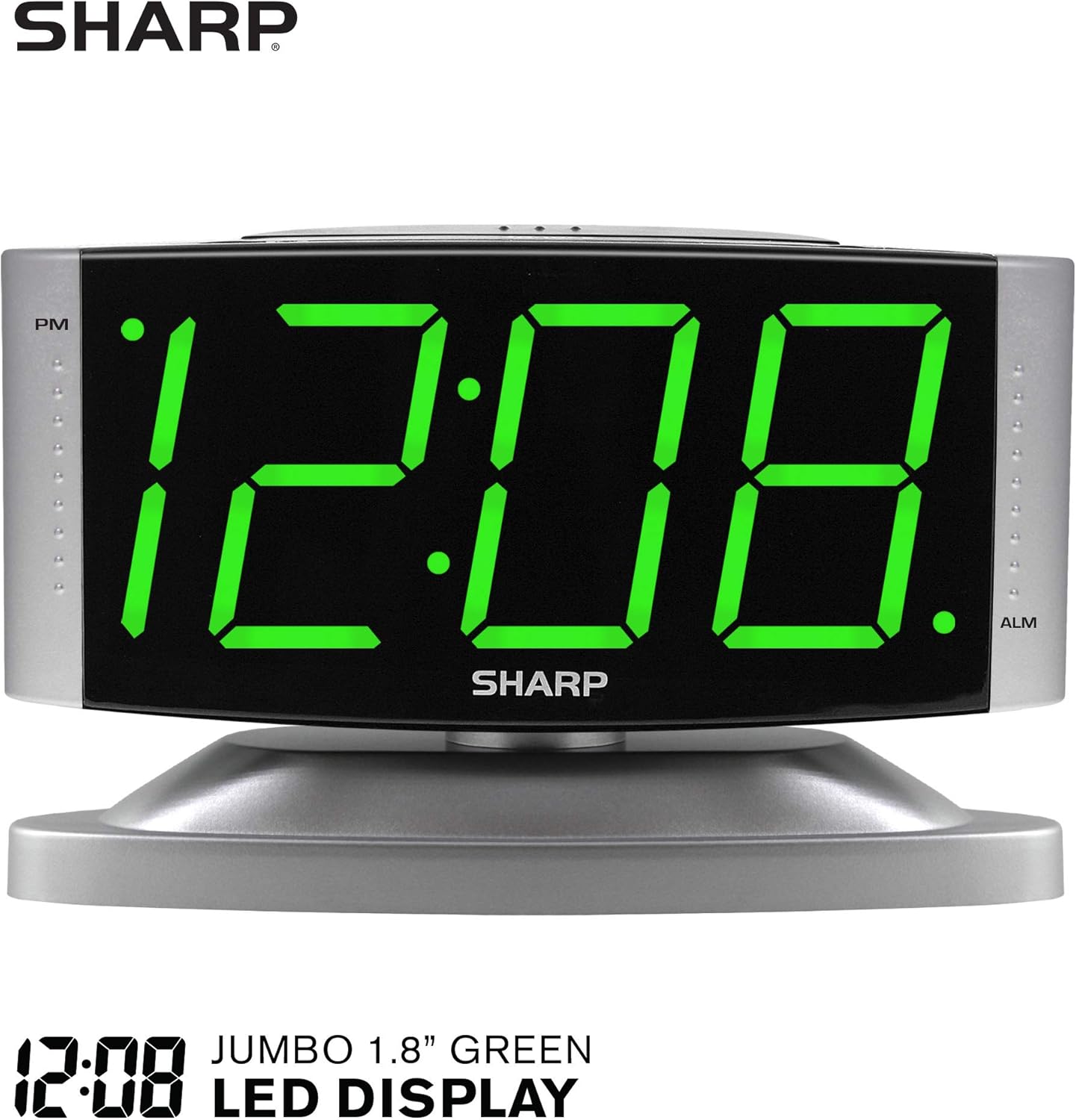 Sharp Digital Alarm Clock - LED, Swivel Base, Dimmer