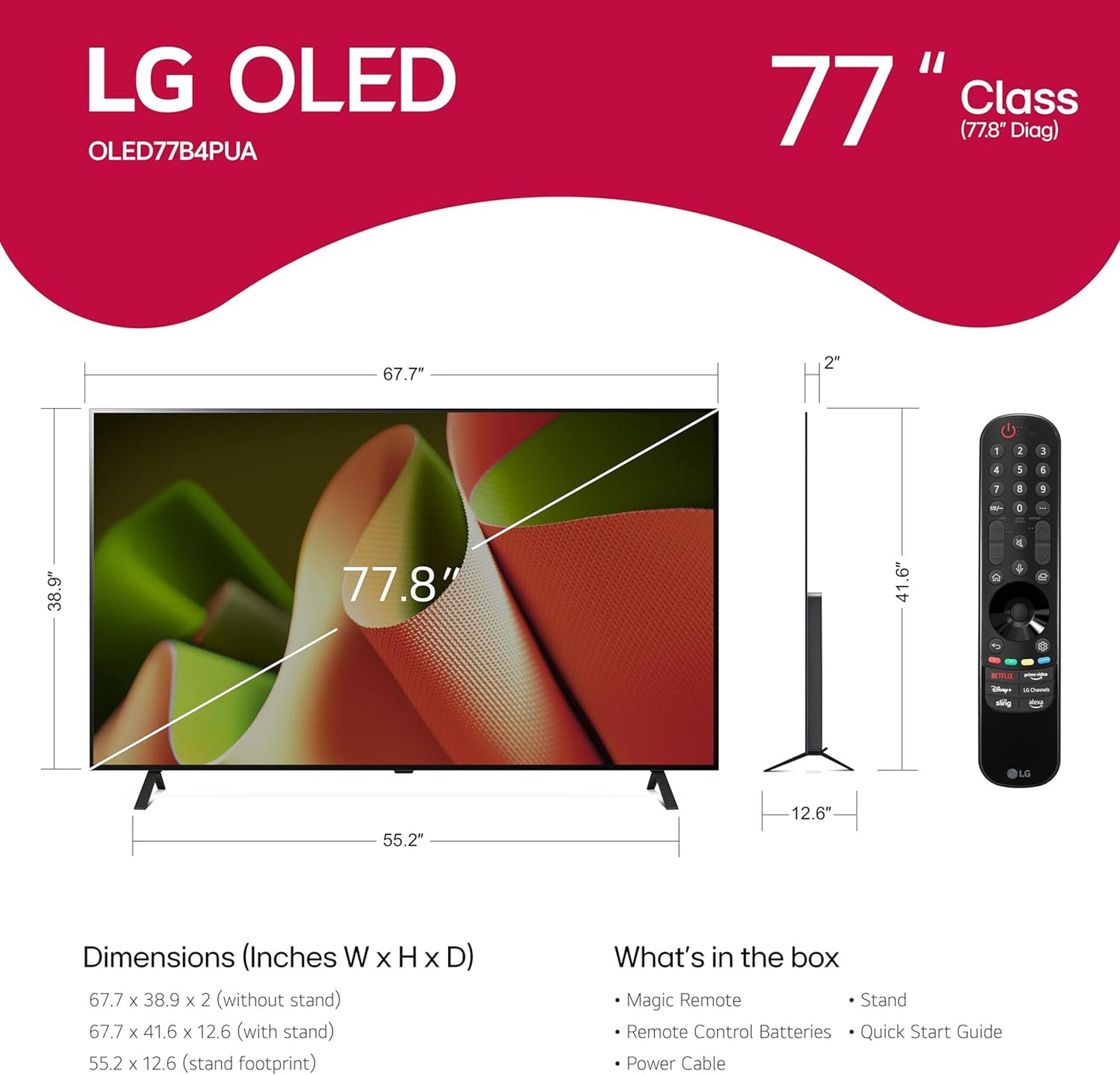 LG OLED77B4PUA 77" OLED 4K Smart TV - Renewed