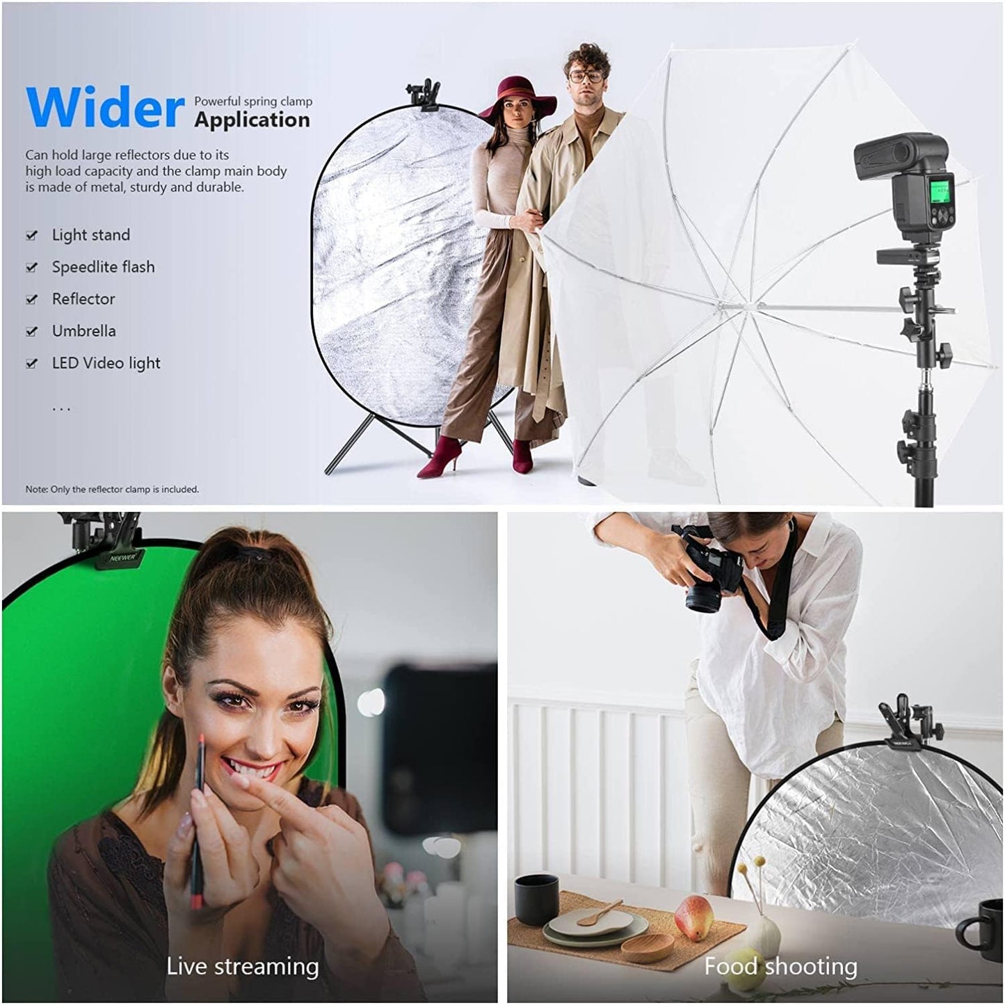 Neewer 10093980 Photo Studio Reflector Clamp Holder