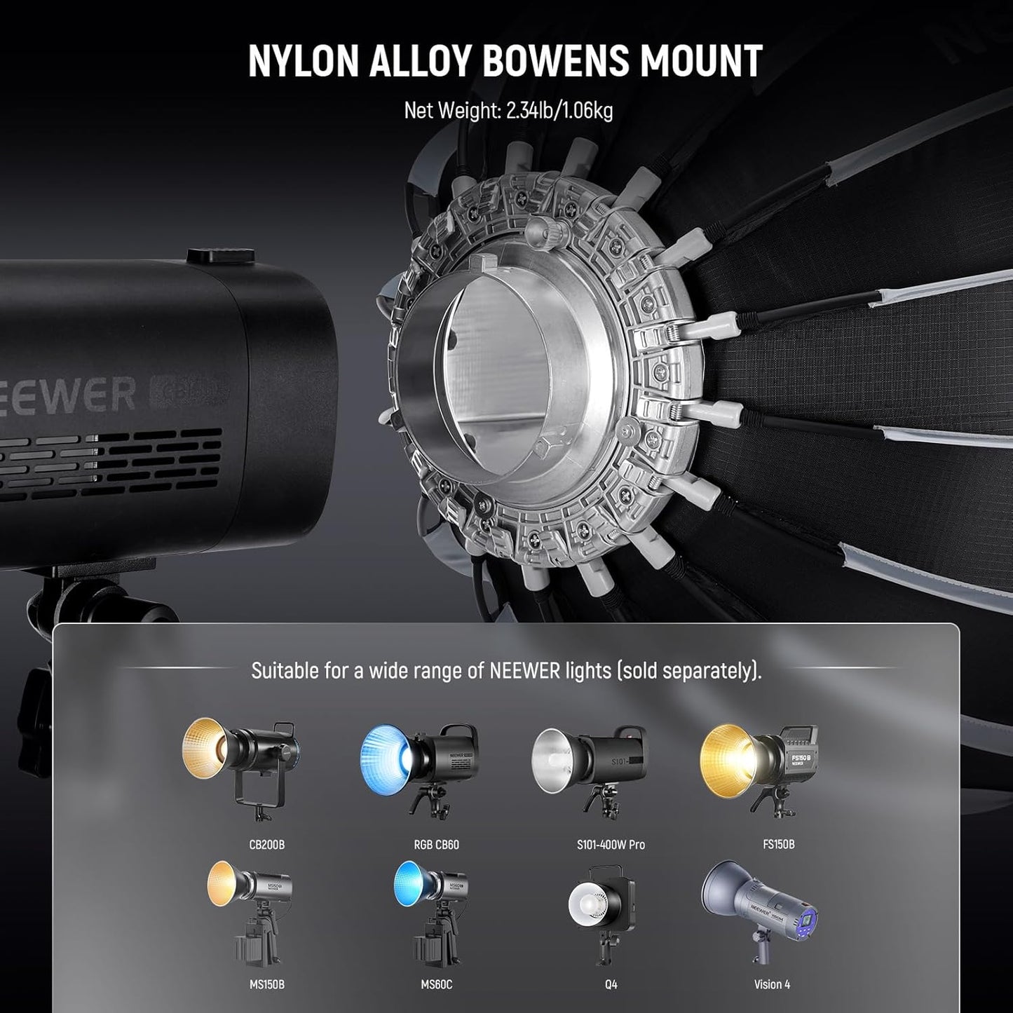 Neewer 22"/55cm Parabolic Softbox Bowens Mount Kit