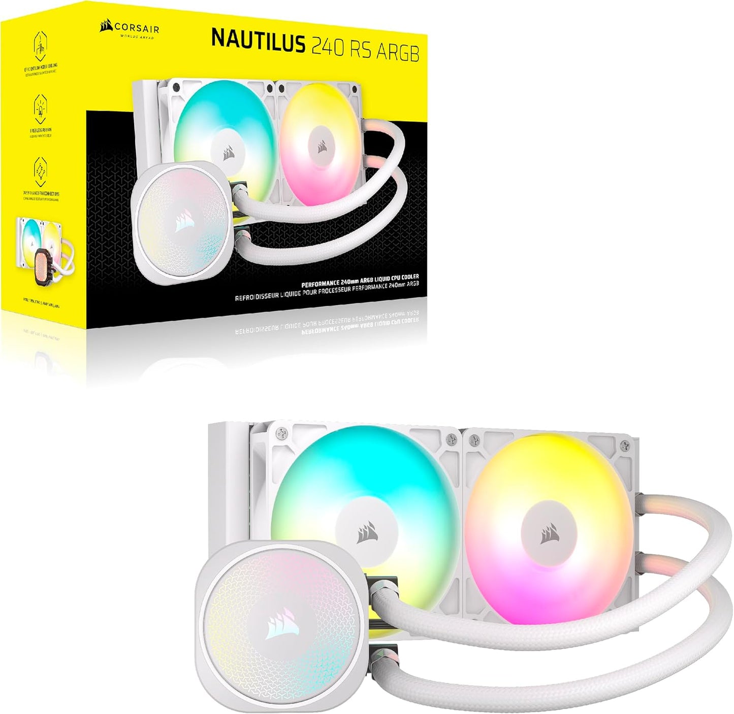 Corsair CW-9060094-WW Nautilus 240 RS ARGB Liquid CPU Cooler White