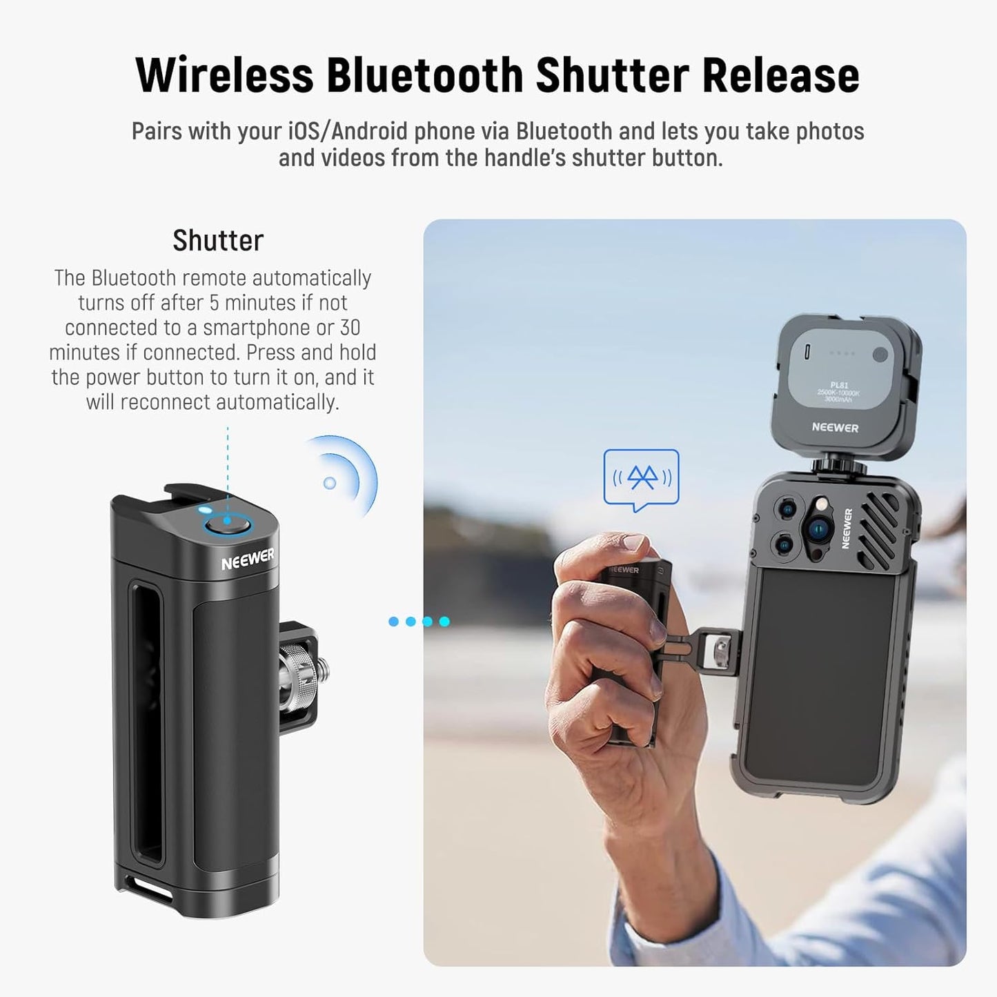 Neewer 10102880 Smartphone Cage Grip with Wireless Remote