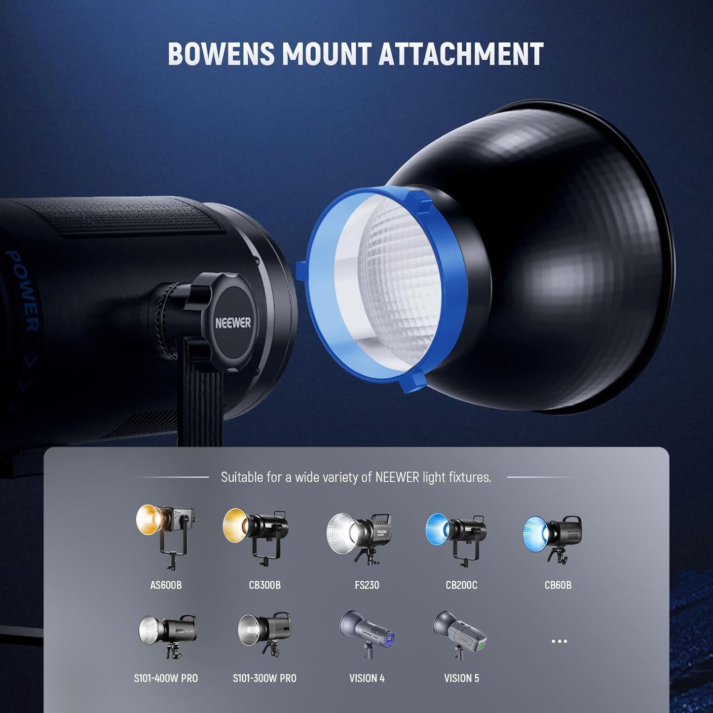 Neewer RF1 7" Fish Scale Reflector Diffuser Bowens Mount