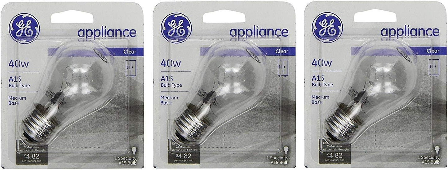 GE 15206 40-Watt Appliance A15 Light Bulb 3-Pack