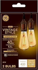 GE 42194 Vintage Style LED ST19 Edison Bulbs 2-Pack
