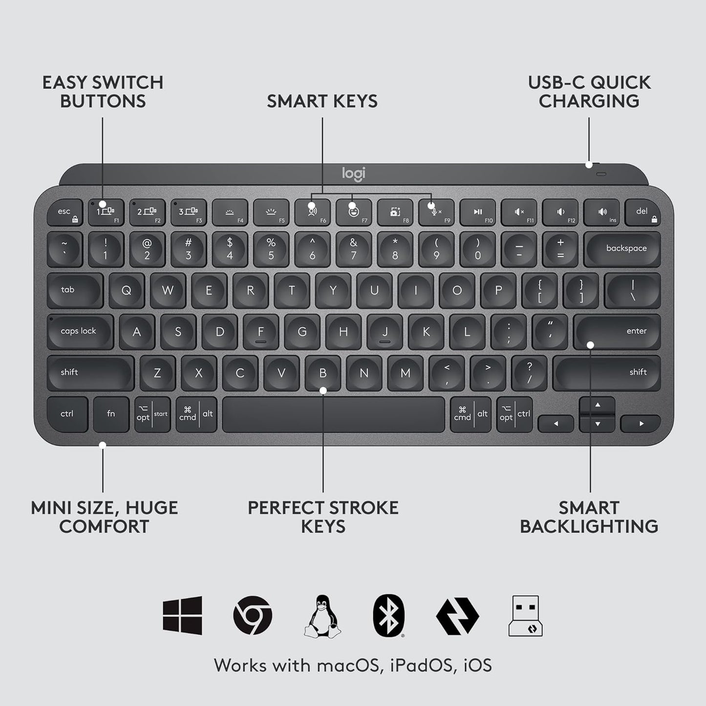 Logitech MX Keys Mini Graphite Wireless Keyboard & Mouse Combo