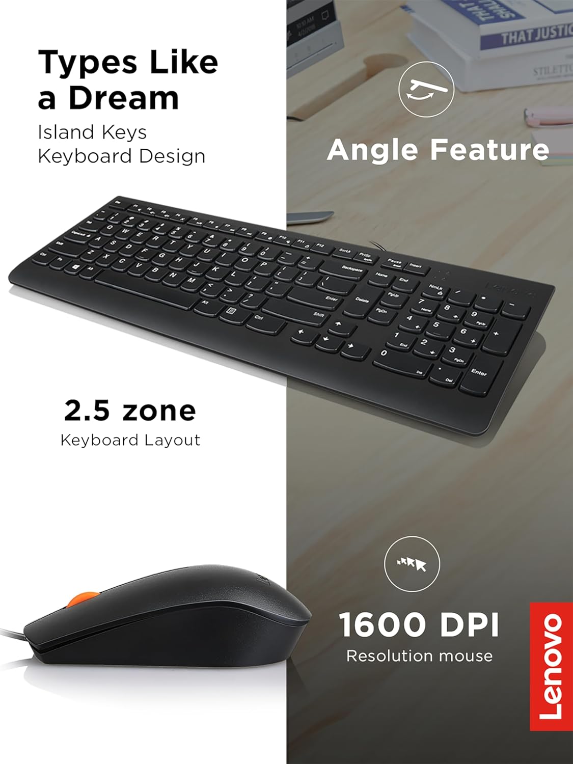 Lenovo GX30M39606 300 USB Wired Keyboard and Mouse Combo