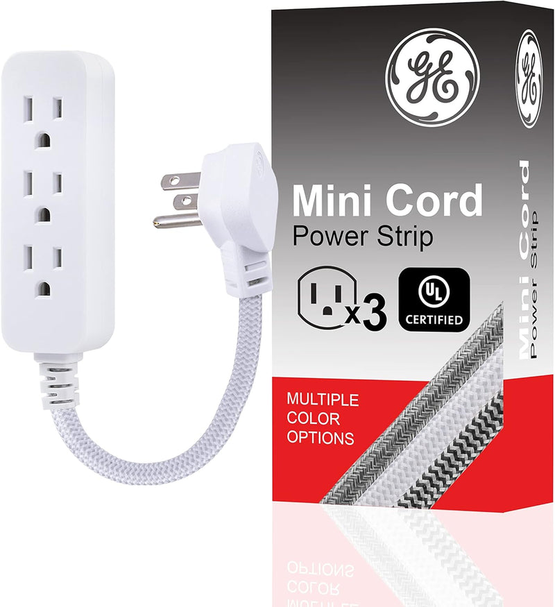 GE 45190 3-Outlet Power Strip 6-Inch Braided Cord — main product image