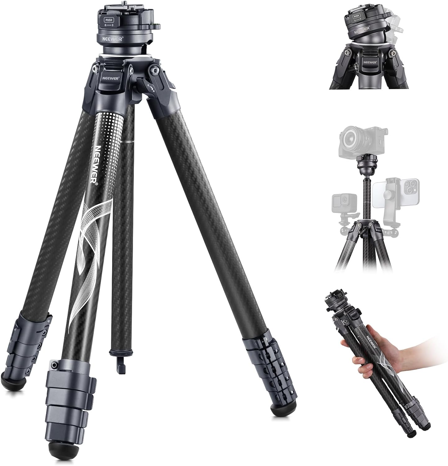 Neewer TP62 LITETRIP LT32 Carbon Fiber Travel Tripod