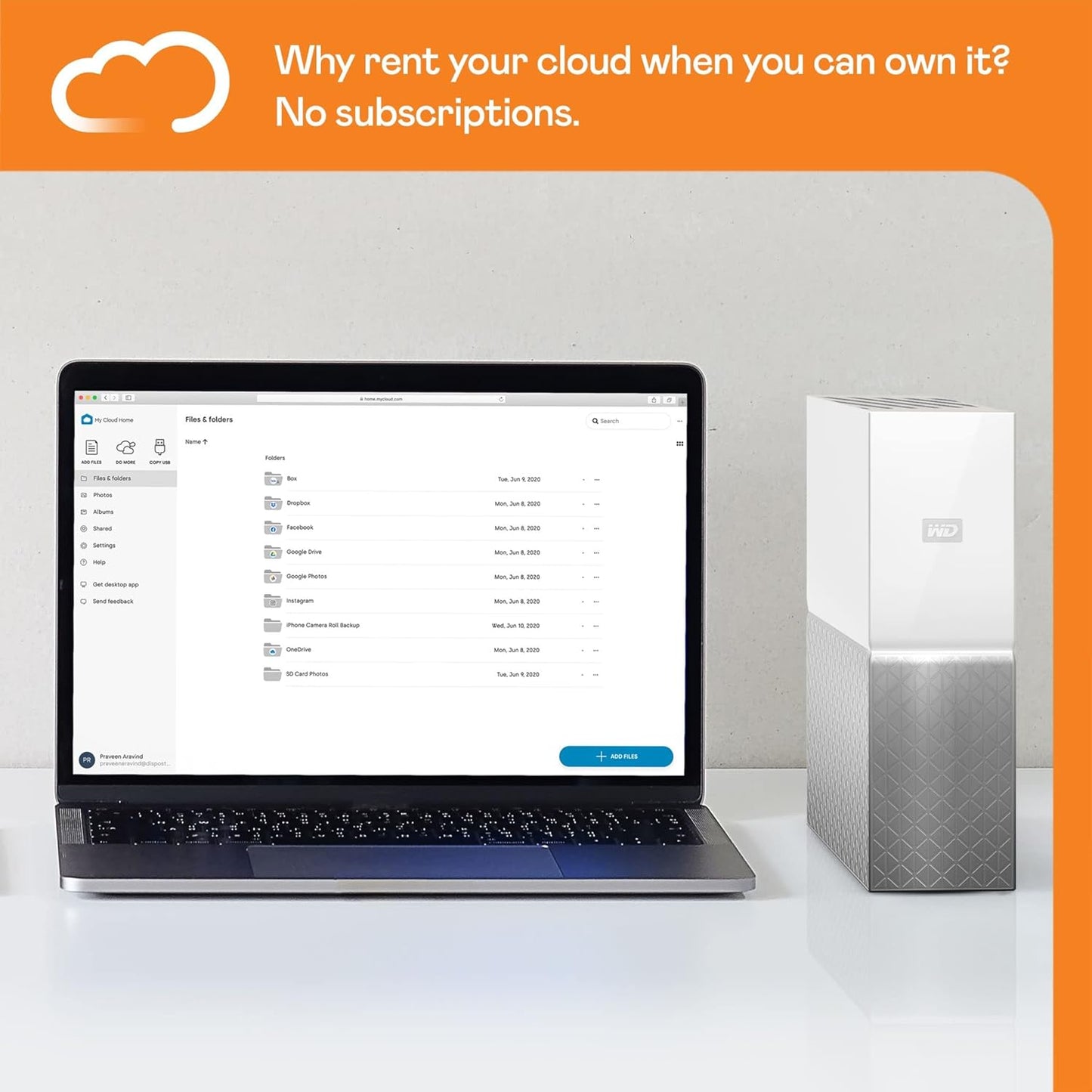 Western Digital WDBVXC0080HWT-EESN 8TB My Cloud Home Personal Storage