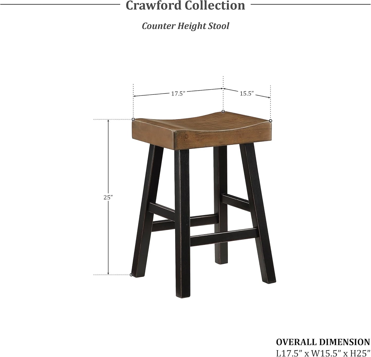 Lexicon 194840233084: Saddle Bar Stools, Set of 2, Black/Brown