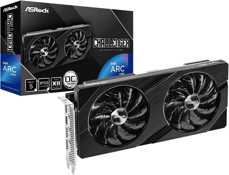 ASRock 90-GA3JZZ-00UANF Challenger ARC A580 8G GDDR6 Graphics Card — main product image