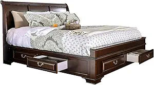 Misc Queen Size Bed with Storage Drawers, Brown