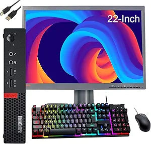 Lenovo M720q ThinkCentre Tiny Desktop Bundle with 22" Monitor