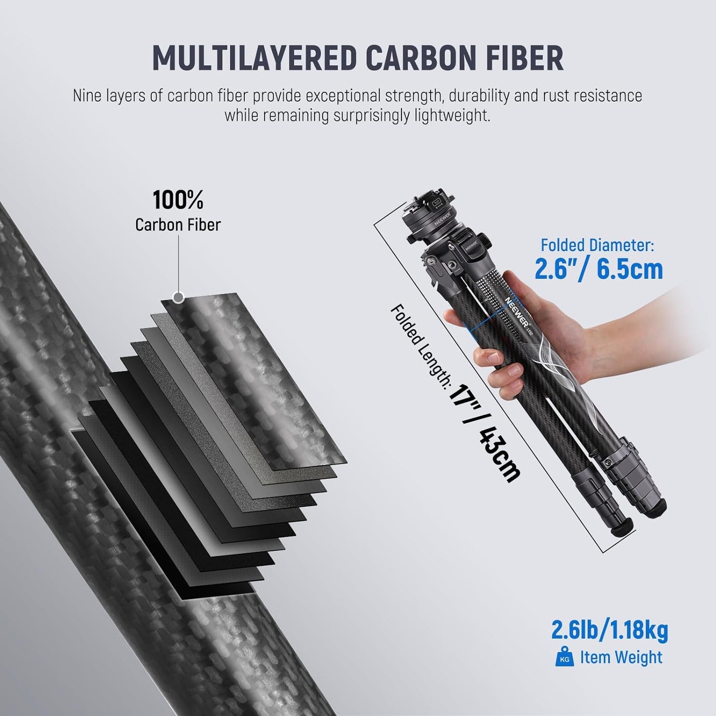 Neewer TP62 LITETRIP LT32 Carbon Fiber Travel Tripod