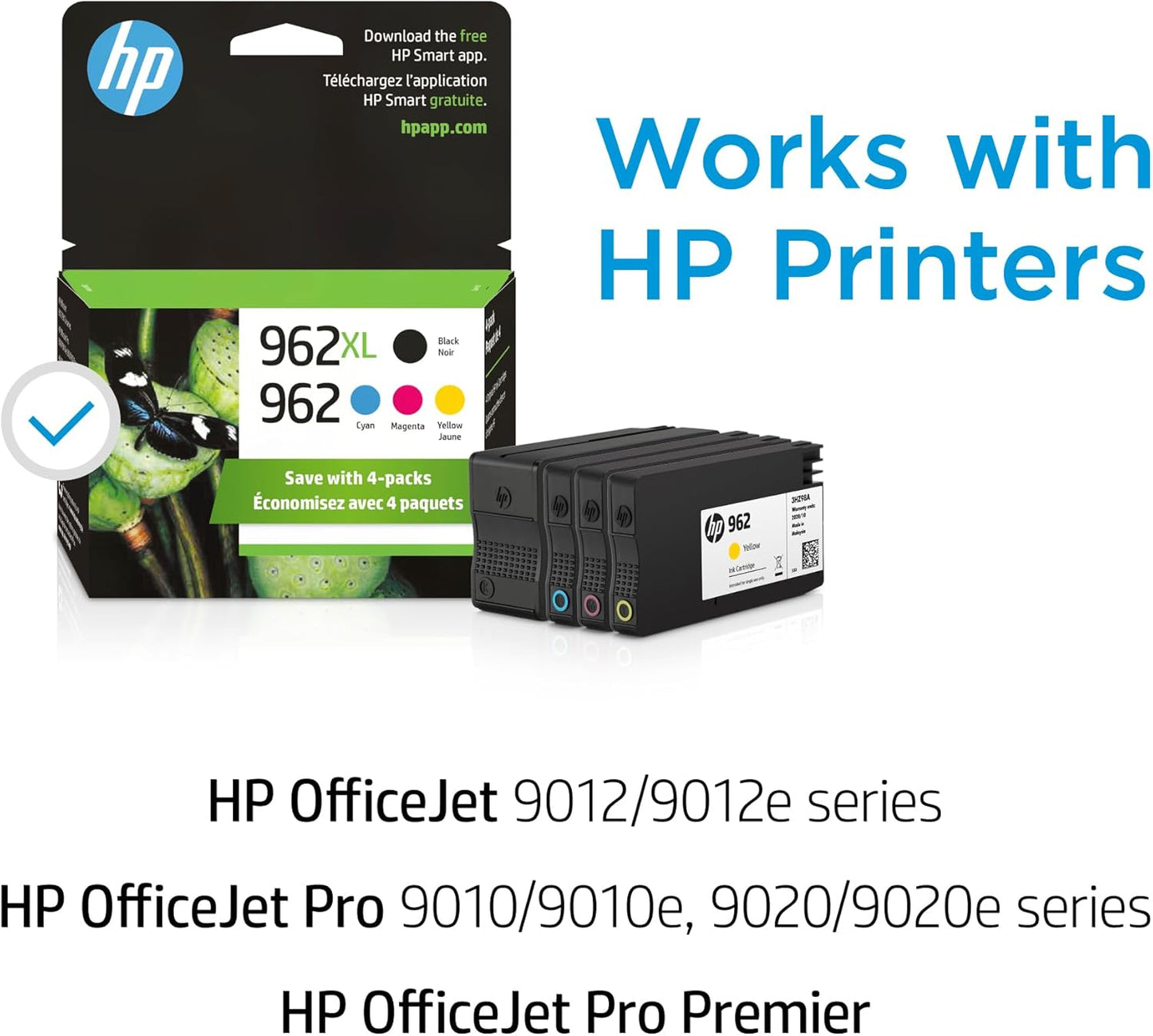 HP 962 Ink Cartridge - Cyan Magenta Yellow Black 4-Pack