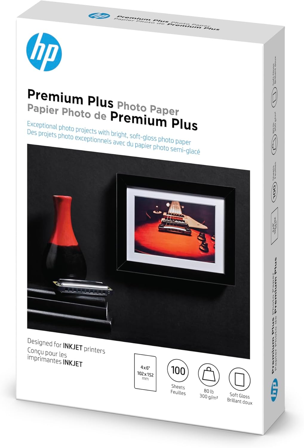 HP CR666A Premium Plus 4x6 Photo Paper, Satin, 100 Sheets