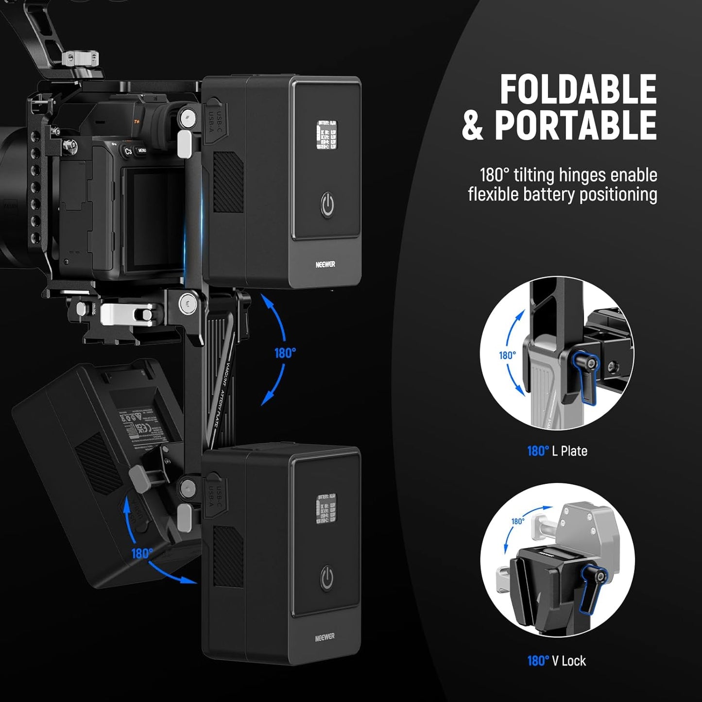 Neewer PS014 Foldable V Mount Battery Plate Arca Base